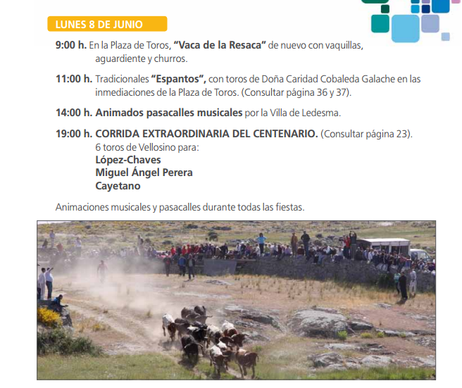 Programa de las Fiestas del Corpus de Ledesma 2015