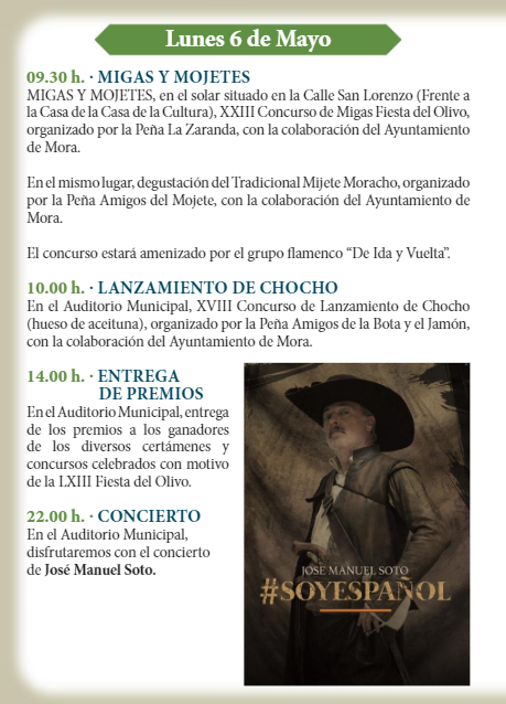 Programa de la Fiesta del Olivo en Mora