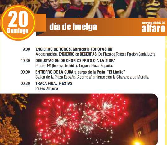 Fiestas de San Roque y San Ezequiel en ALFARO Programa