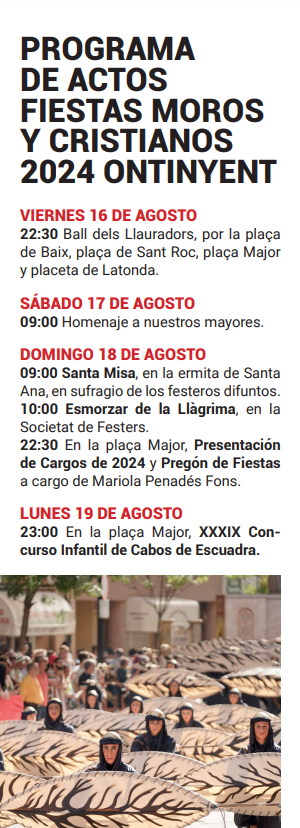 Programa de las Fiestas de Moros y Cristianos en Ontinyent