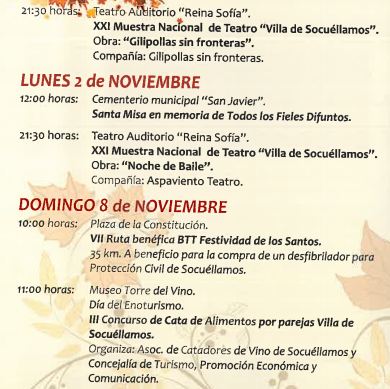 Programa Fiestas Todos los Santos en Socuéllamos