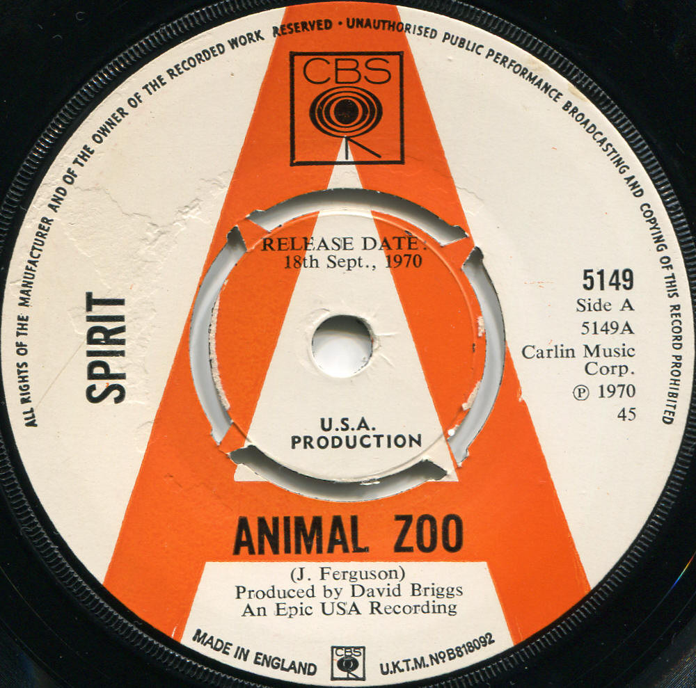 Spirit Animal Zoo / Red Light Roll On UK CBS 5149 casbahcandy