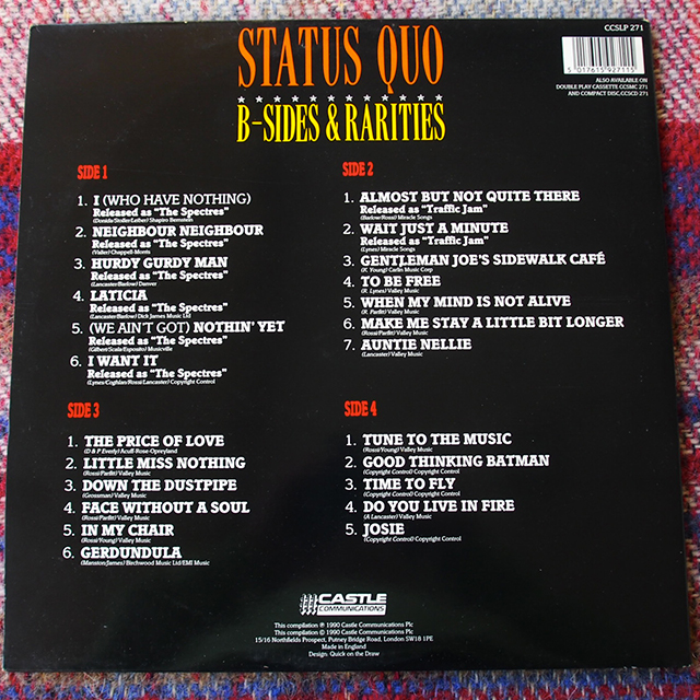 Status Quo ‎ BSides & Rarities UK Castle Communications CCSLP 271