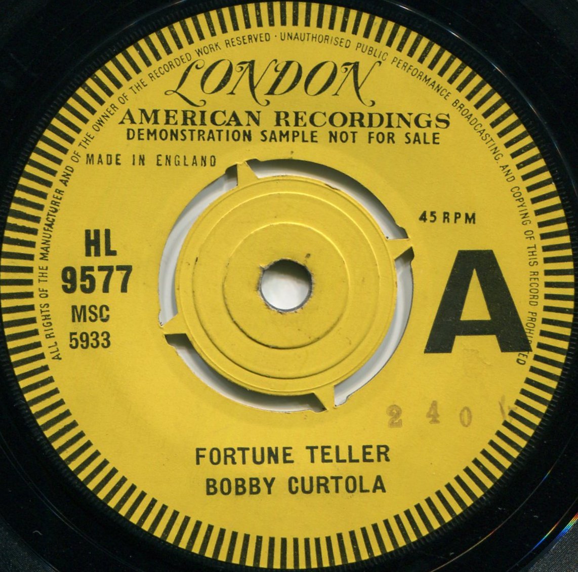 Bobby Curtola Fortune Teller / Johnny Take Your Time UK London 45