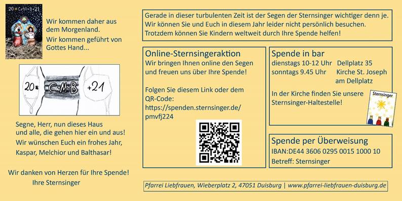 Sternsingeraktion 2021 - Flyer Rückseite