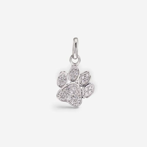 Hundepfote Anhänger mit Zirkonia Steinen für Halskette aus 925 Silber rhodiniert