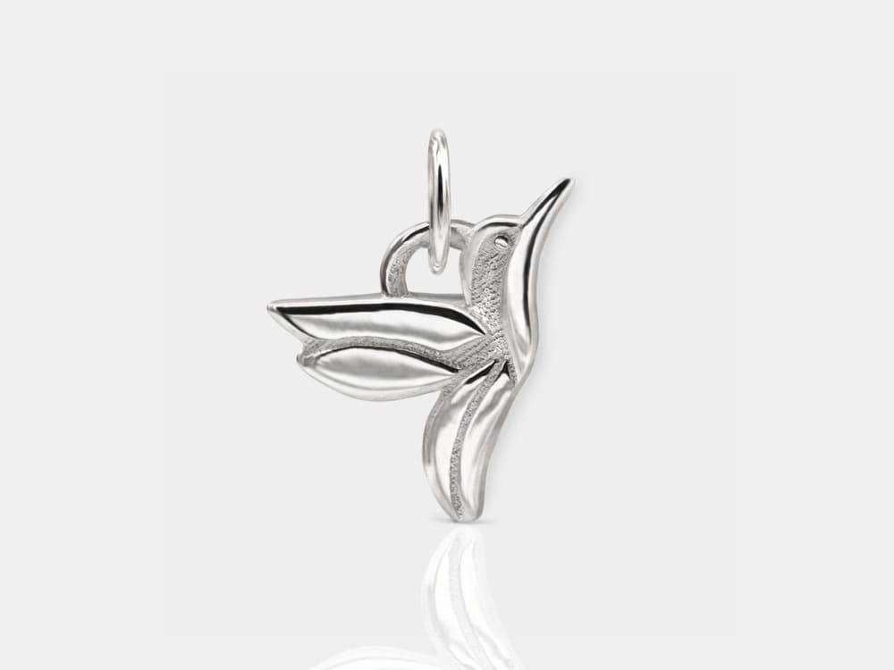 Kolibri Anhänger klein modern matt glänzend frei aus 925 Silber
