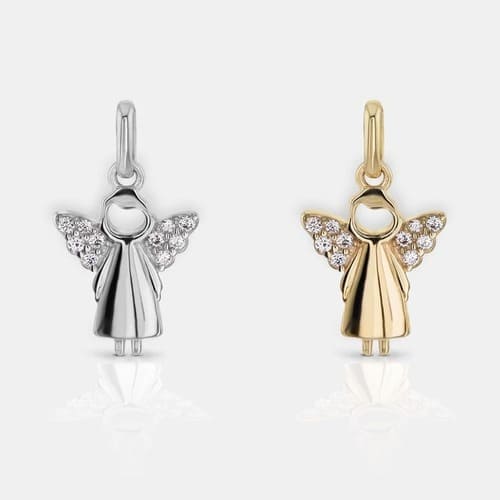 Zwei Engel Anhänger für Kette mit Steinen Silber und Gold aus 925 Sterling Silber