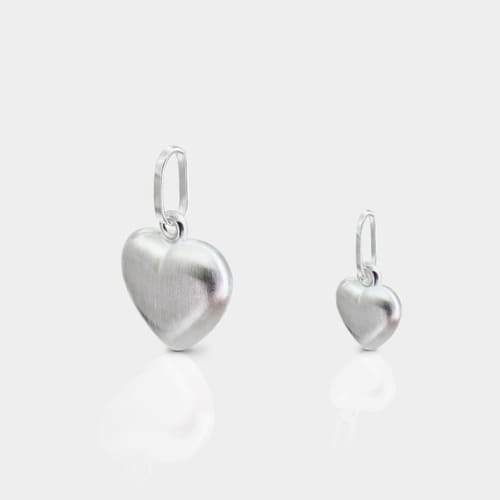 Zwei Herz Anhänger matt glänzend aus 925er Sterling Silber für Halskette