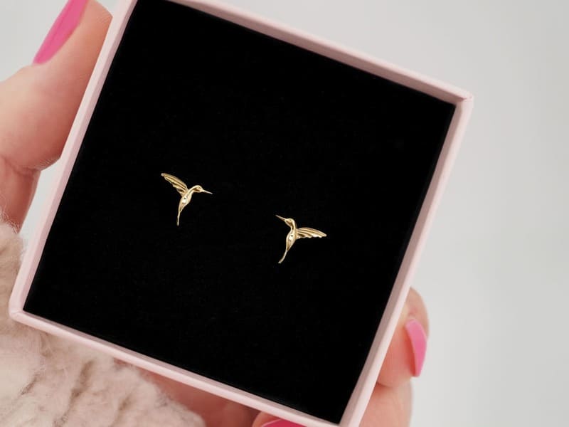Mini Kolibri Vogel Ohrringe Gold vergoldet aus 925 Sterling Silber
