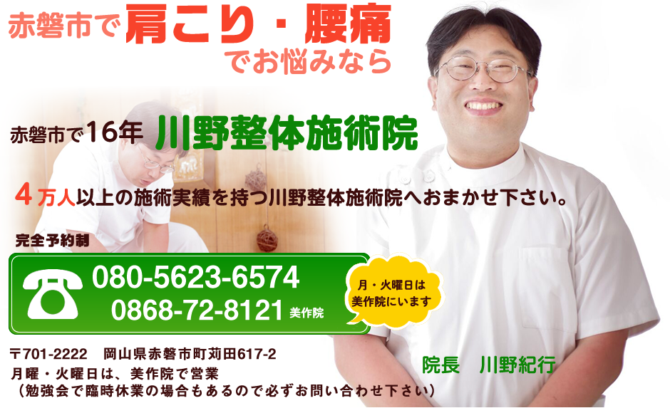 瀬戸内市で整体をお探しなら川野整体施術院へ