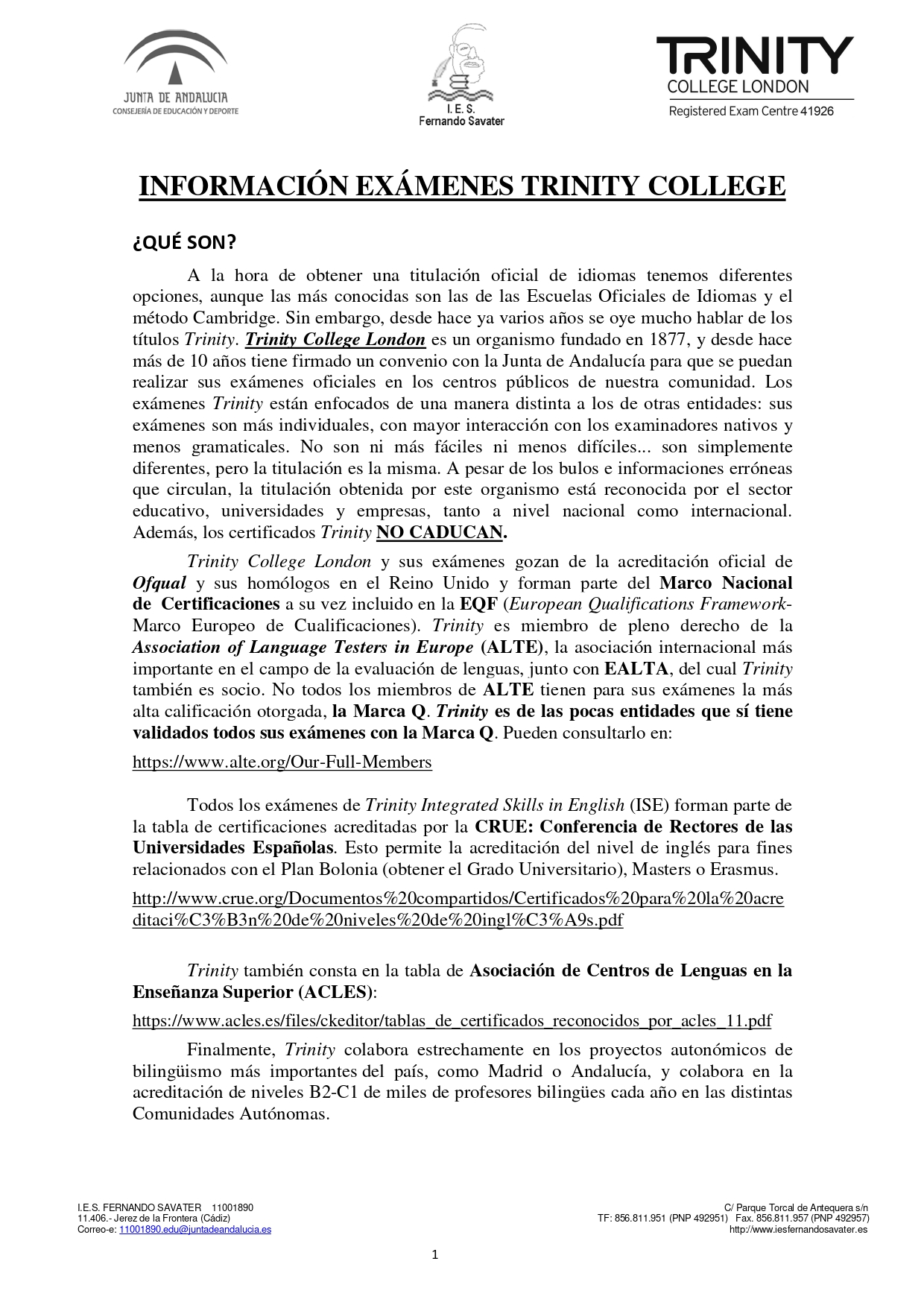 TRINITY IES Fernando Savater