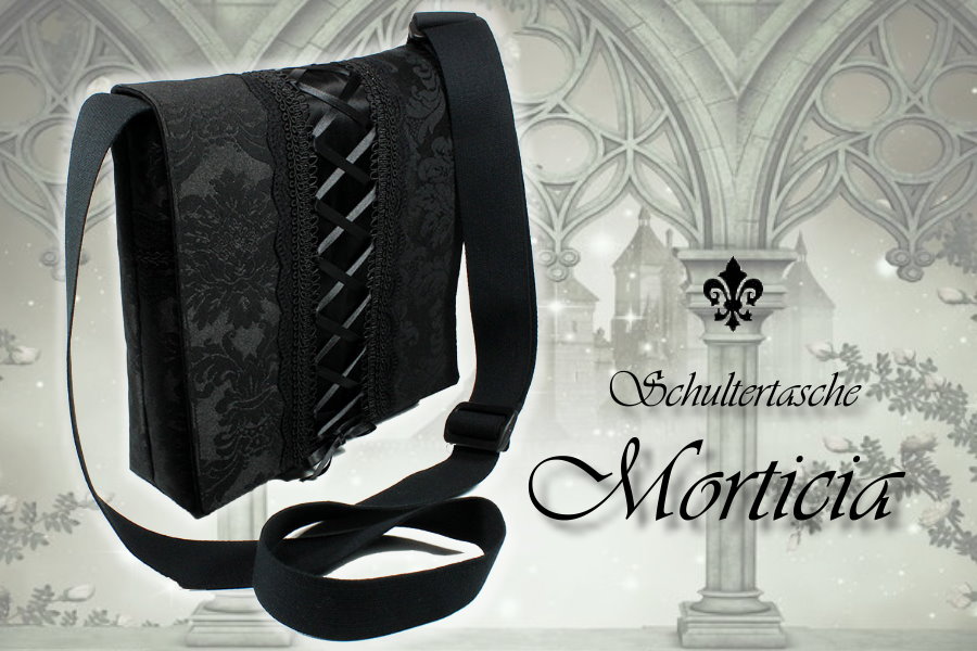 Schultertasche Morticia im Gothic-Stil