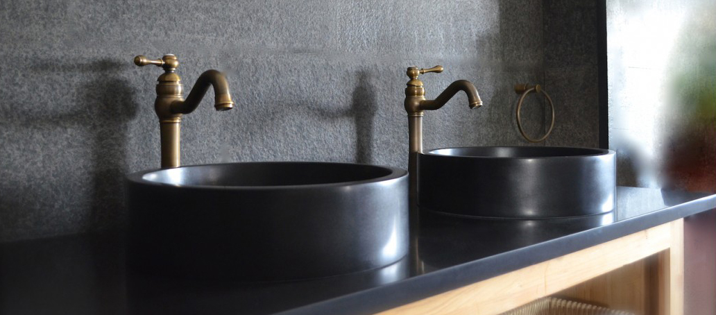 Black basalt vanities
