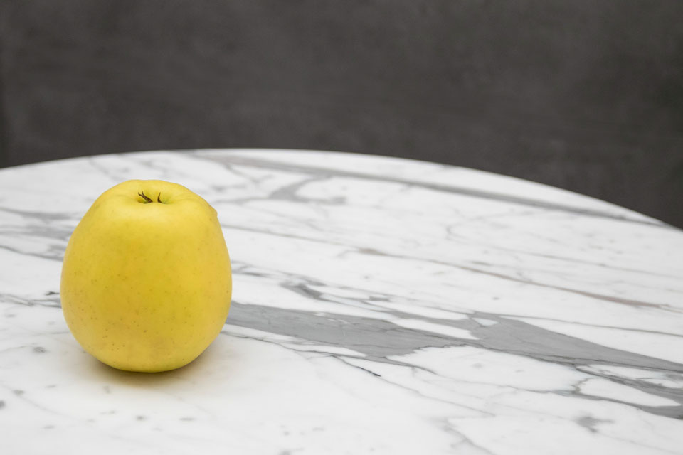 White marble coffee table with grey veins