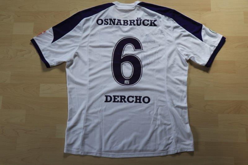 ﻿VfL Osnabrück 2013/14 Away mit Autogramm, Nr. 6 Dercho (Matchworn)