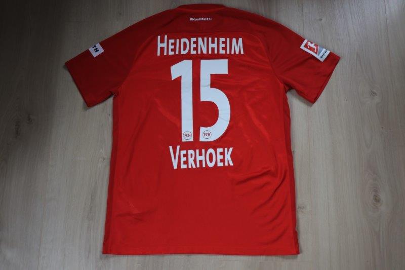  1. FC Heidenheim Heimtrikot 2017/18 • Nr. 15 John Verhoek • Matchworn gegen Darmstadt 25.02.2018