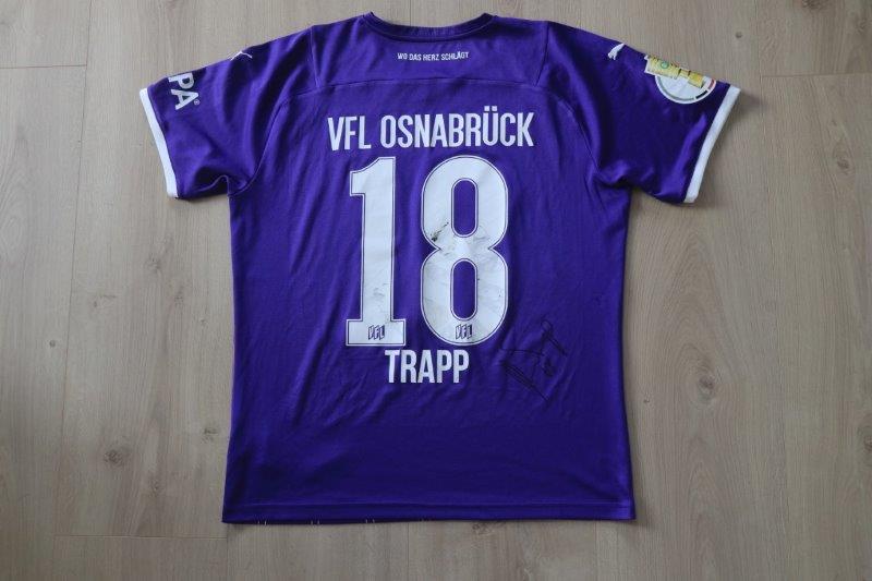 VfL Osnabrück 2021/22 Heim signiert, Nr. 18 Trapp (Matchworn DFB-Pokal gg Bremen 07.08.21)