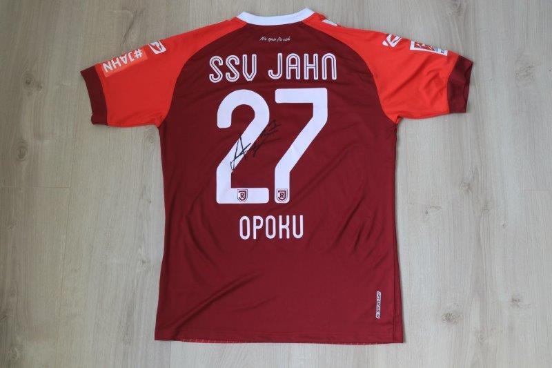 SSV Jahn Regensburg Auswärtstrikot 2020/21 • Nr. 27 Aaron Opoku • signiert • Matchworn