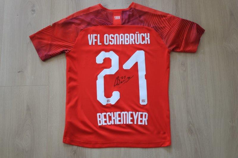 VfL Osnabrück 2019/20 Away Sonderpatch "Corona Warn-App" signiert, Nr. 21 Beckemeyer (Zweitliga-Debüt-Matchworn gg Dynamo Dresden 28.06.20)