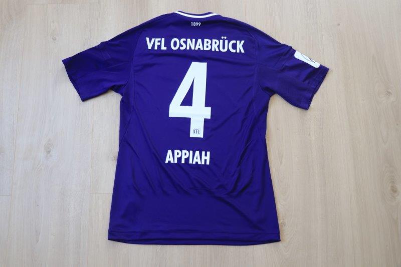 VfL Osnabrück 2017/18 Heim L+T-Patch überflockt, Nr. 4 Appiah (Matchworn)