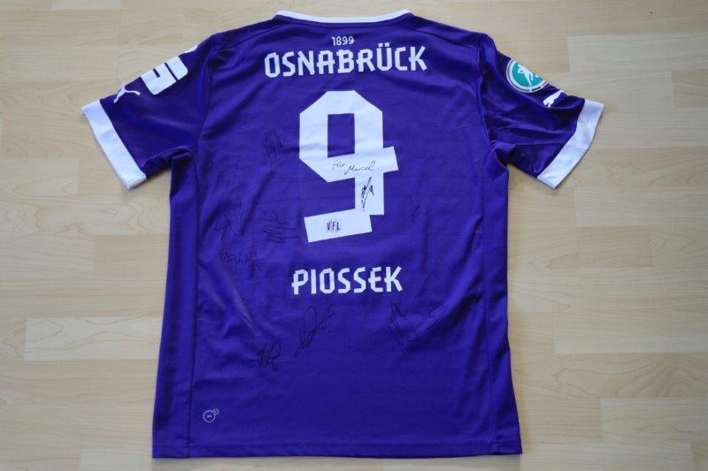 ﻿VfL Osnabrück 2012/13 Heim mit Autogrammen, Nr. 9 Piossek (Matchworn)