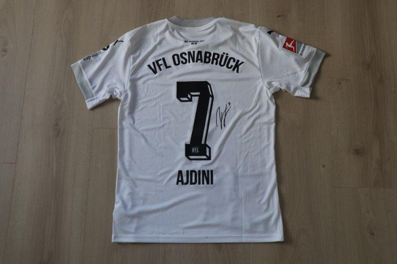 VfL Osnabrück 2020/21 Sondertrikot "Bremer Brücke" signiert, Nr. 7 Ajdini (Matchworn gg. Kiel 24.04.21)