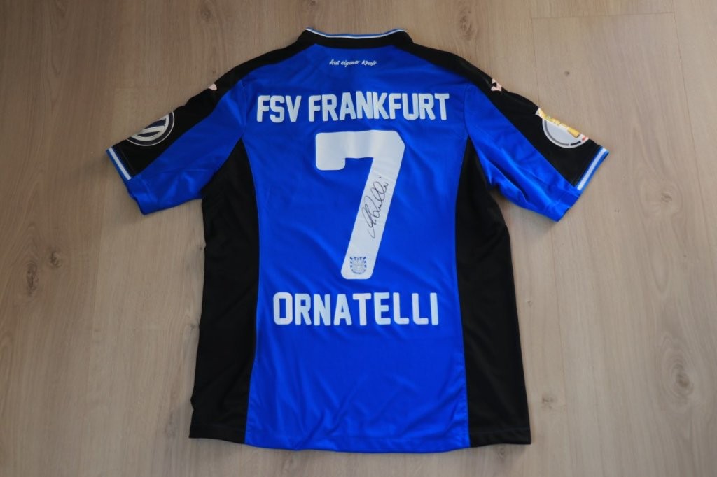 FSV Frankfurt Heimtrikot 2016/17 • Nr. 7 Massimo Ornatelli • signiert • Matchworn DFB-Pokal gegen Wolfsburg 20.08.2016
