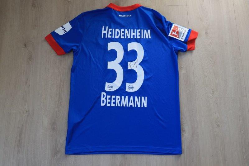 1. FC Heidenheim Auswärtstrikot 2019/20 • Nr. 33 Timo Beermann • Matchworn gegen Bielefeld 28.06.2020 (Corona Warn-App-Patch überflockt für Relegation)