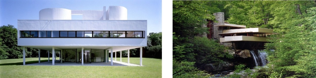 Le Corbusier (Villa Saboya), Frank Lloyd (Casa de la Cascada)
