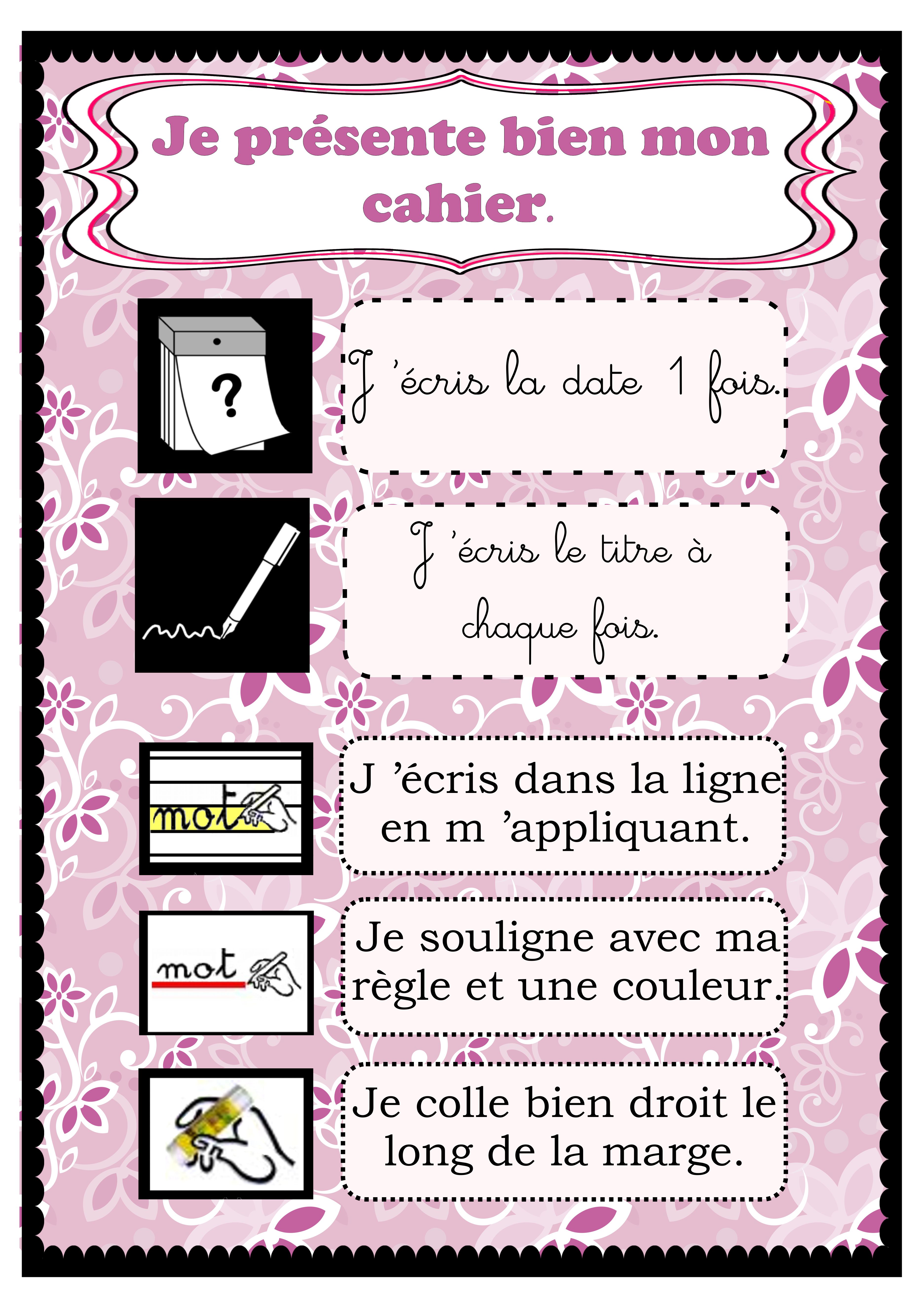Page De Presentation Cahier De Dessin Affiche présentation du cahier - Fiches de préparations (cycle1-cycle 2