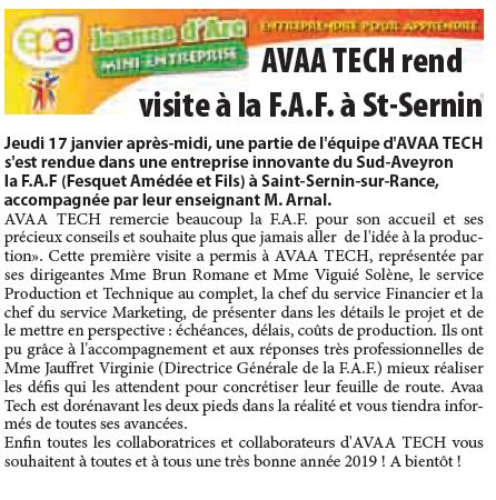 Article Saint-Affricain : "Avaa Tech rend visite à la FAF"