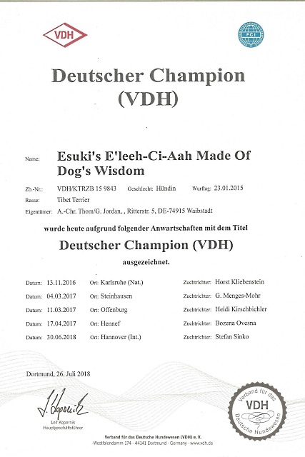 Urkunde vom 3. Juli 2018