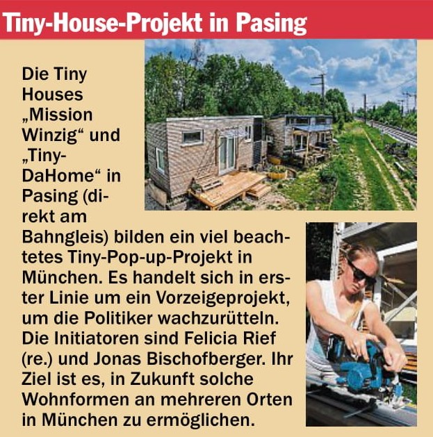 Häuser der Zukunft: Artikel in Merkur und TZ zu Tiny Living und Tiny PopUp München