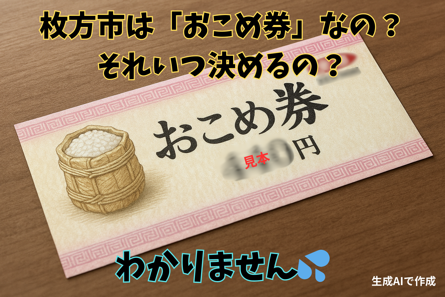 子ども1人2万円給付。「おこめ券」は見送りに？～12月19日枚方市議会12月定例月議会追加議案