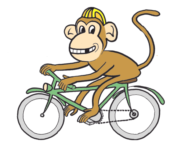 Cartoon Affe Fahrrad