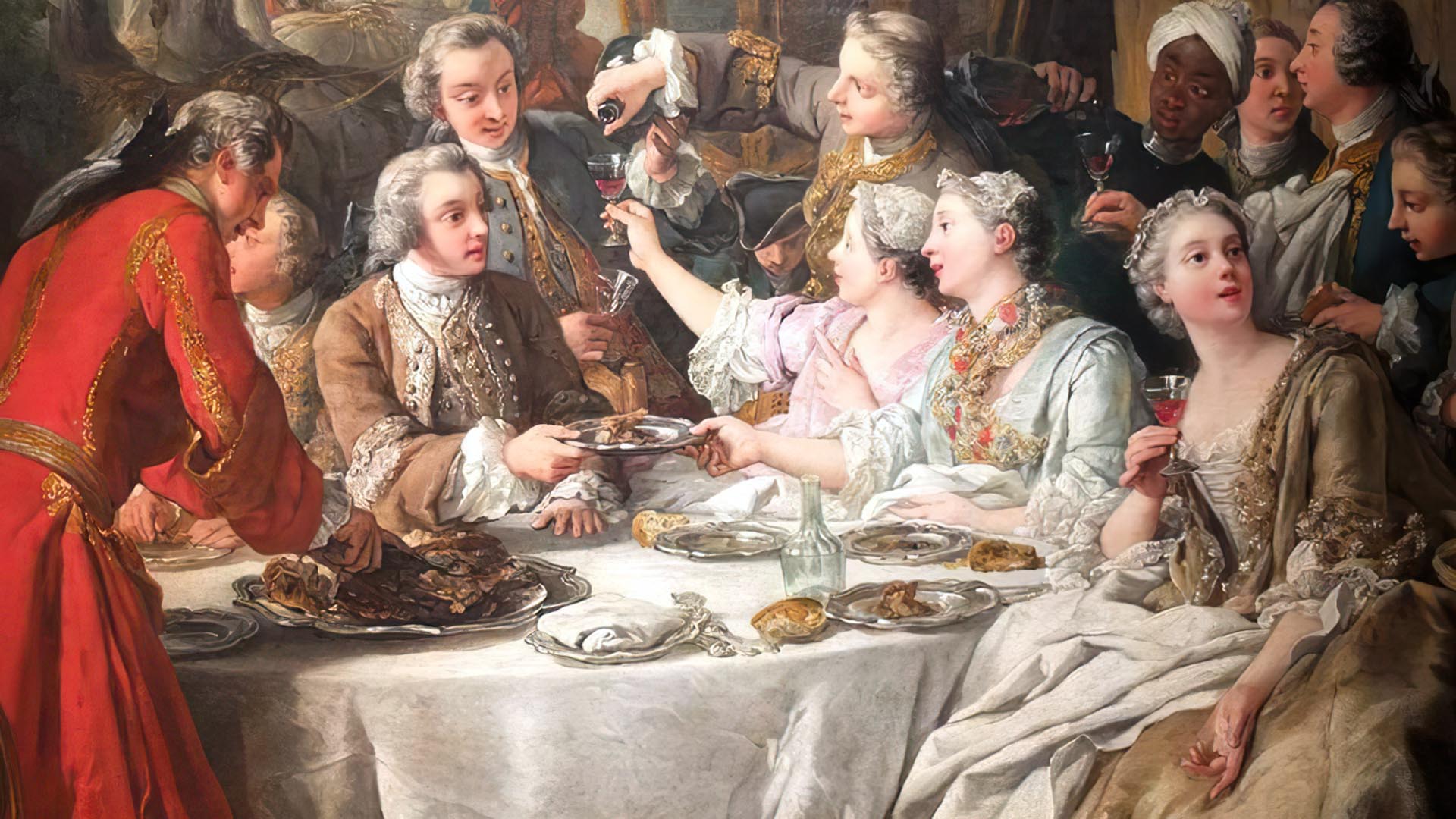 Un repas à la cour de Versailles au XVIIIe siècle. © Archives “Sud Ouest”.