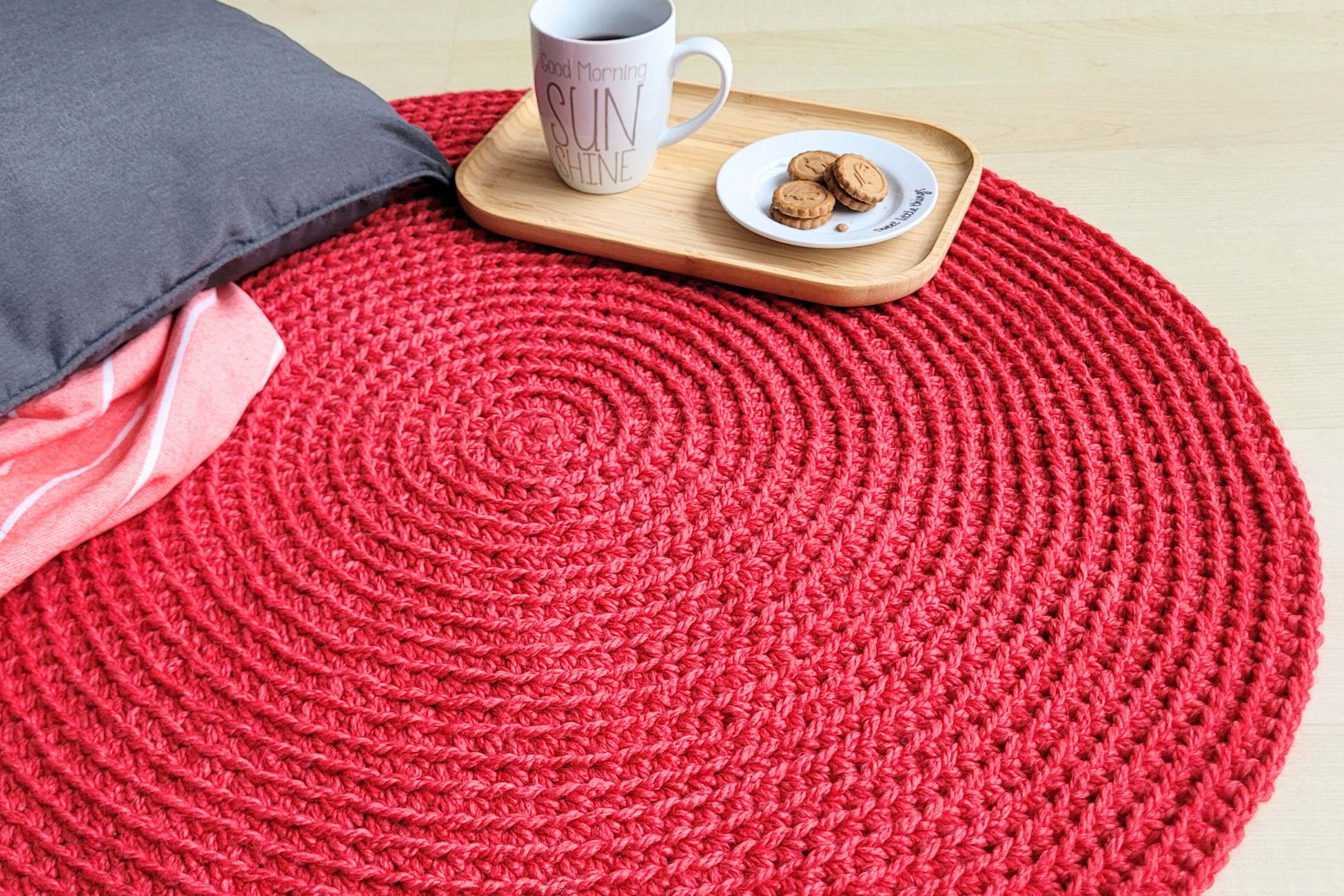 Häkelteppich mit Spiralmuster