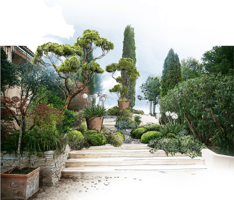 Création d'une entrée de jardin à Coudoux © Rc-Paysage