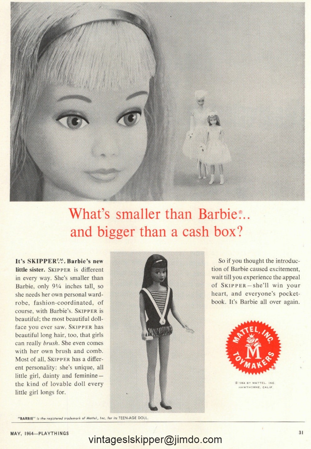 (Salesmen/ Production) Sample/Test Market Dolls 1964 (1963)/Prototypes Skipper Doll site