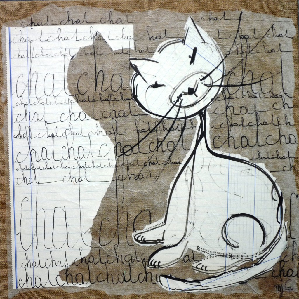 Chat curieux  (30/30 cm)