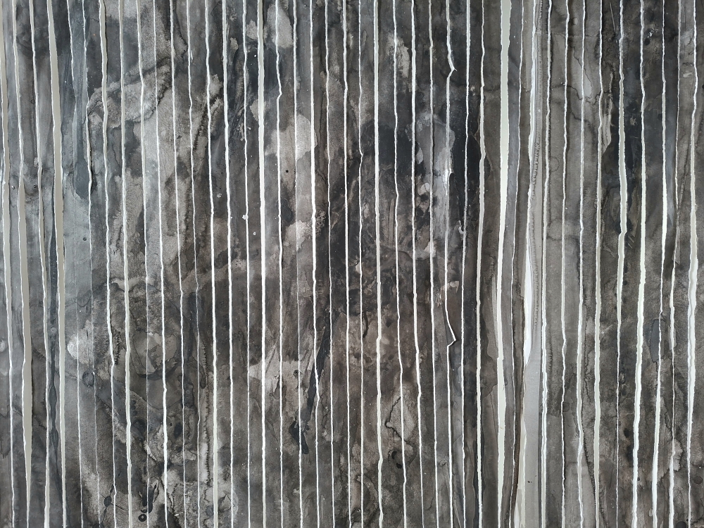 Schichtung (Nichts scheint wie es ist), Acryl, Papier, Holz, 101x 195 cm