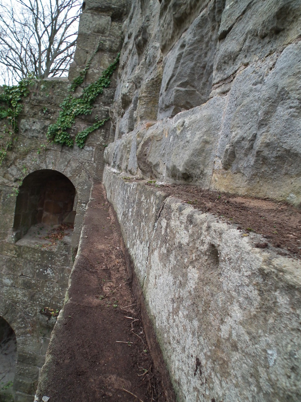 Oberkante der glatten Wand