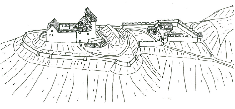 Ansicht der Gesamtburg von Westen