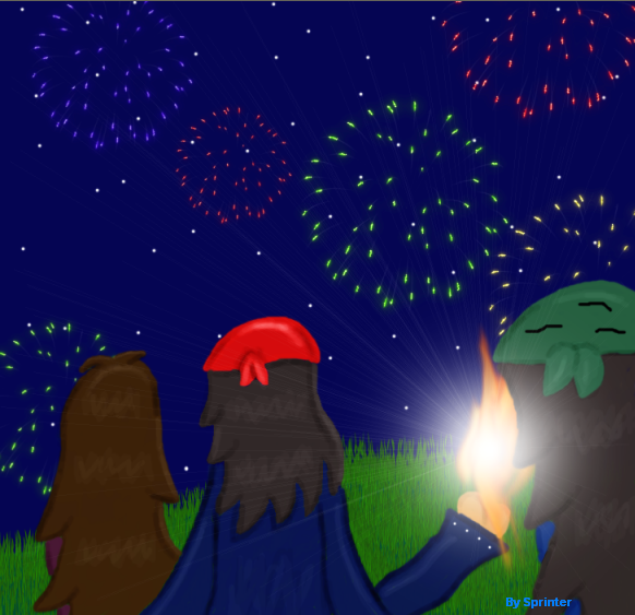 Ash and family watching fireworks (2005)
