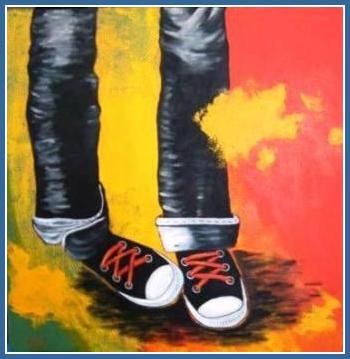 Les souliers de course Grandeur:24x24,techniques mixtes 1er Prix en Art Contemporain