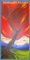 L'arbre rouge Grandeur: 24x12 huile effet vitrail Prix sur demande