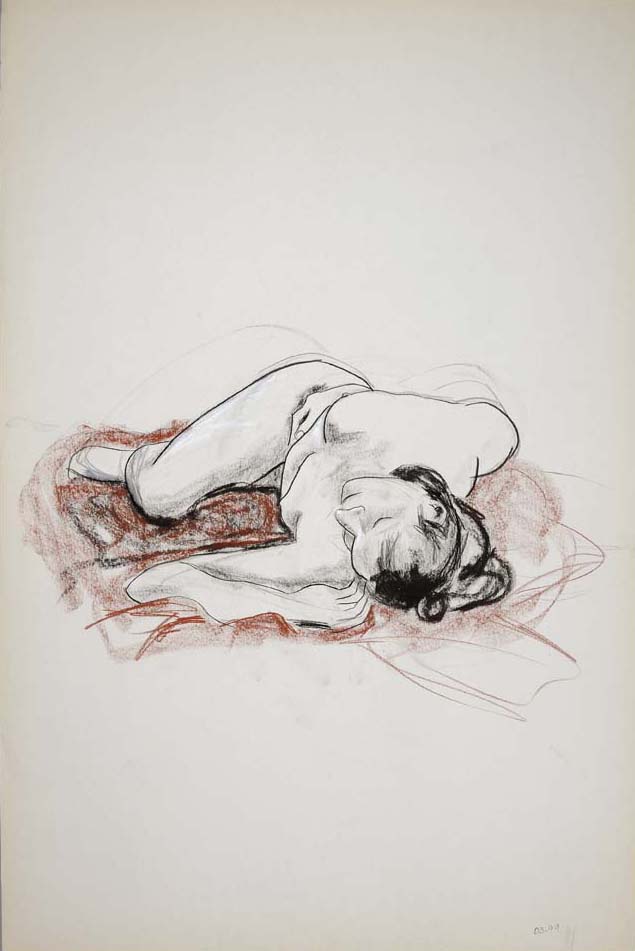 1999, #54, fusain et sanguine sur papier, 61 x 91 cm. - Charcoal and red chalk on paper, 24 x 36 