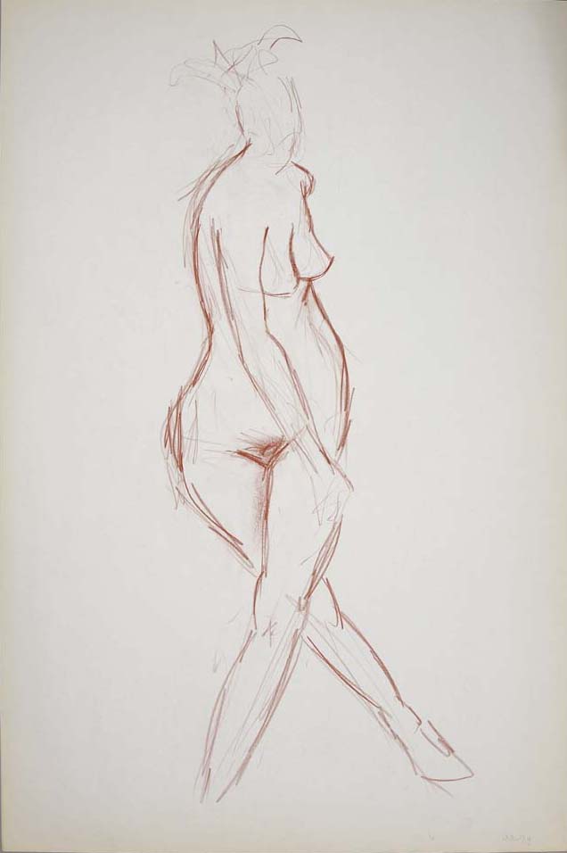 1999, #41, sanguine sur papier, 61 x 91 cm. - Red chalk on paper, 24 x 36 