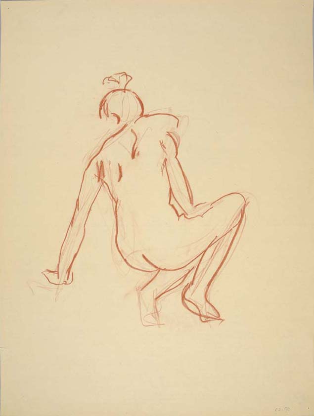 1999, #70, sanguine sur papier, 61 x 91 cm. - Red chalk on paper, 24 x 36
